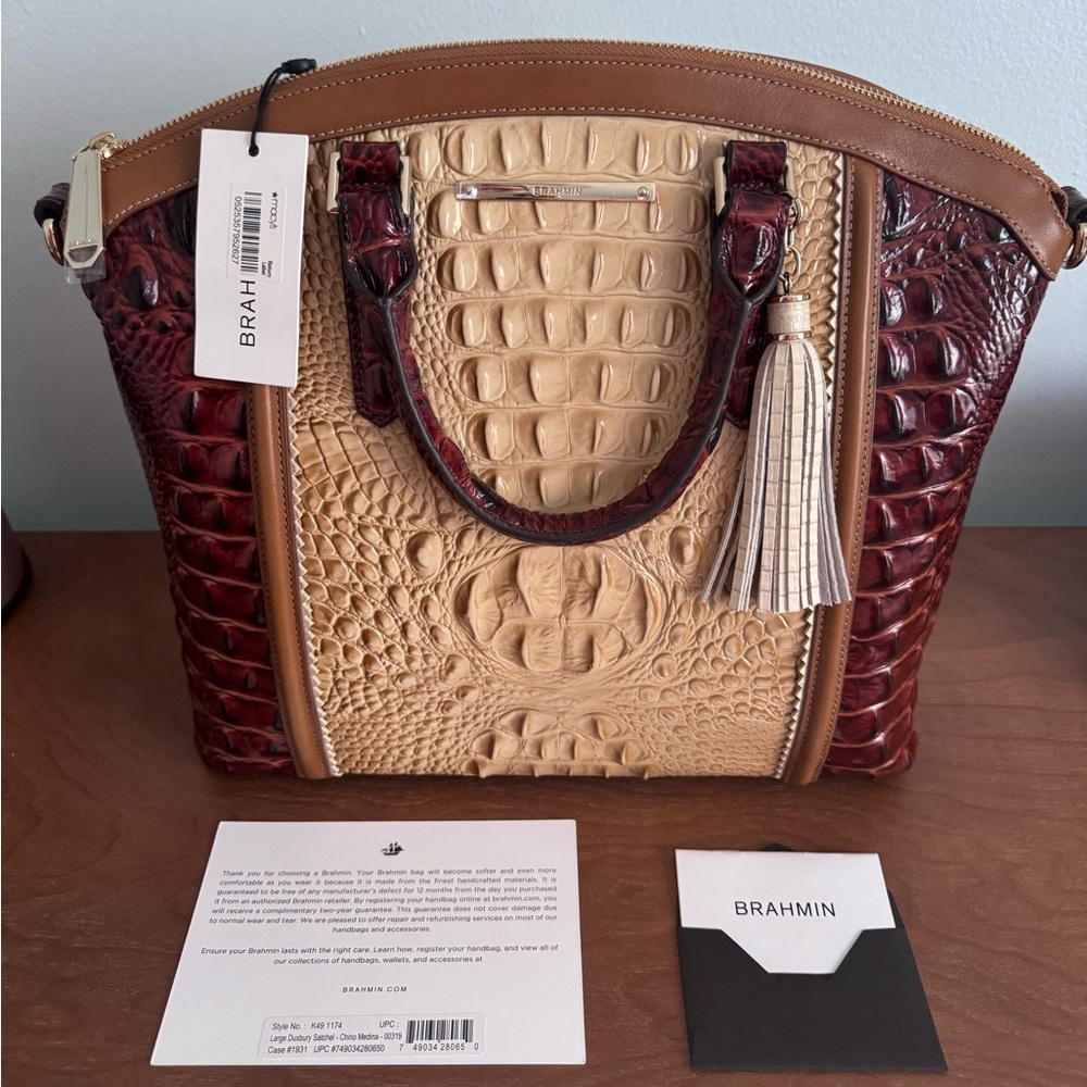 Brahmin Large Duxbury Satchel in Chino Medina New never used